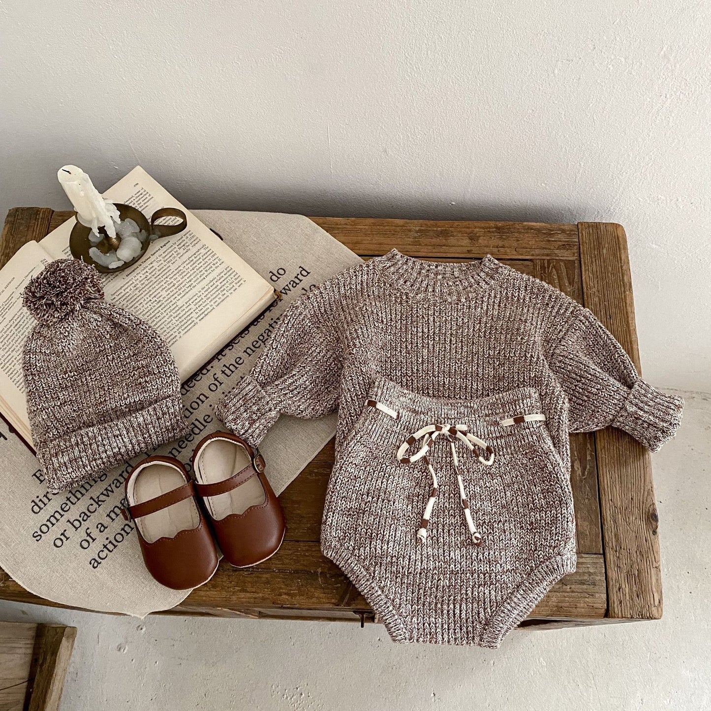 Infant Knitted Three Piece Set with Hat