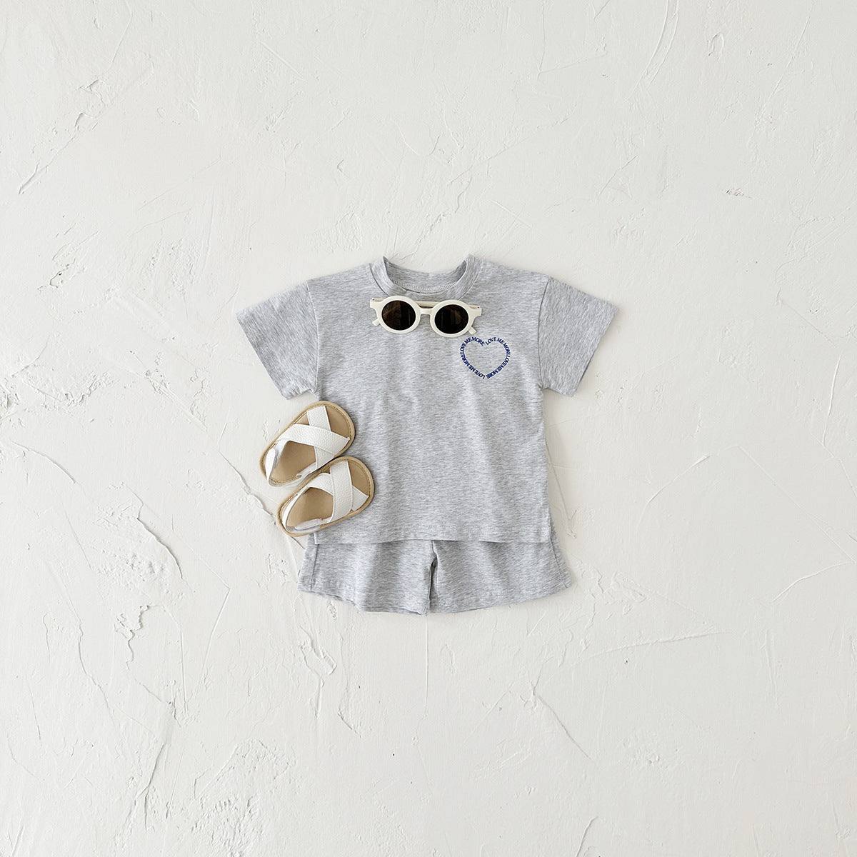 'Love Me More' Heart Print Two-Piece baby Set
