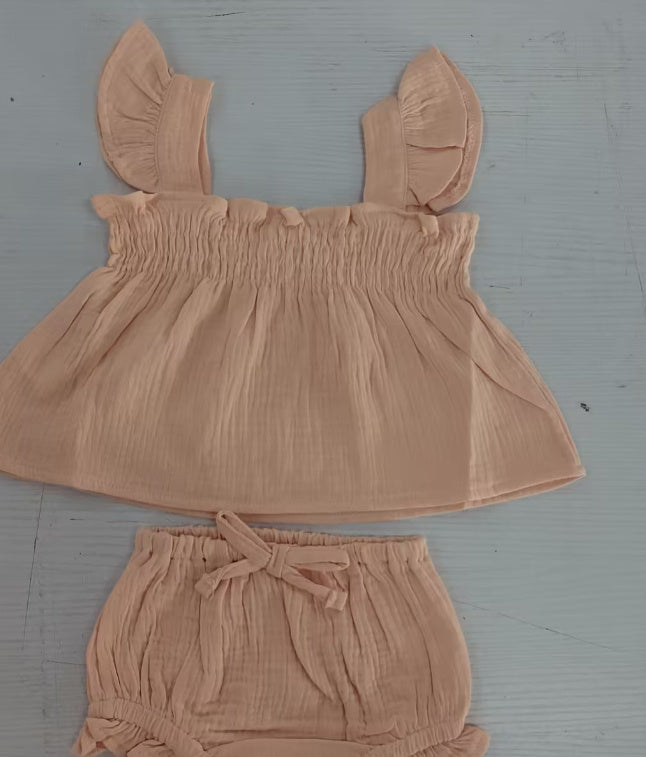Girls' Solid Color Sling Two Piece Set