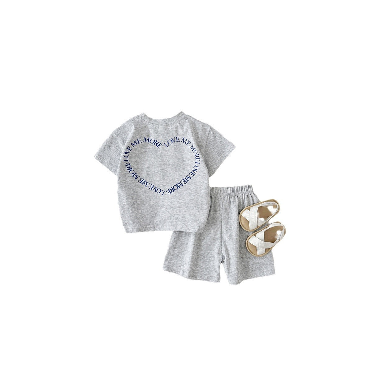 'Love Me More' Heart Print Two-Piece baby Set