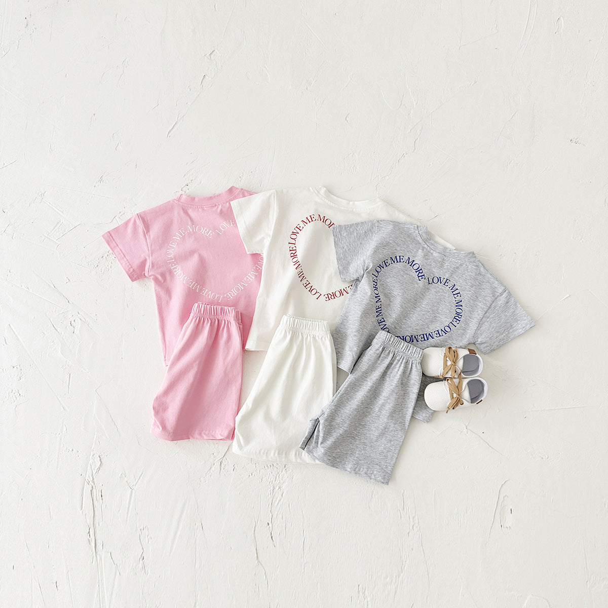 'Love Me More' Heart Print Two-Piece baby Set