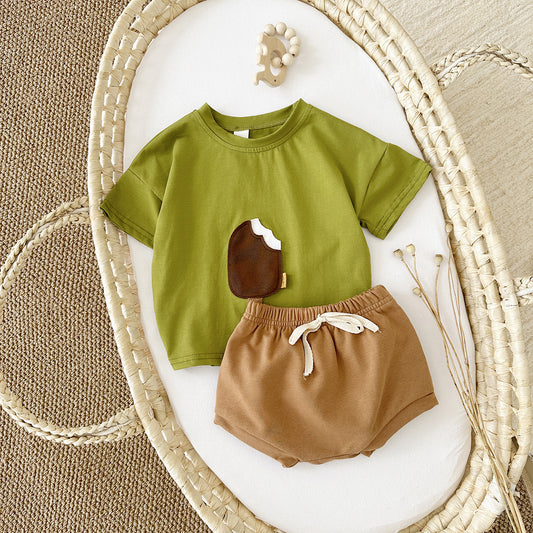 Ice Cream Patch Short Sleeve Set